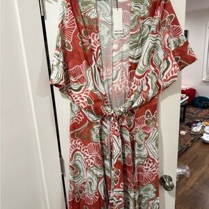 Andrea Iyamah Red and Green Floral Maxi Dress